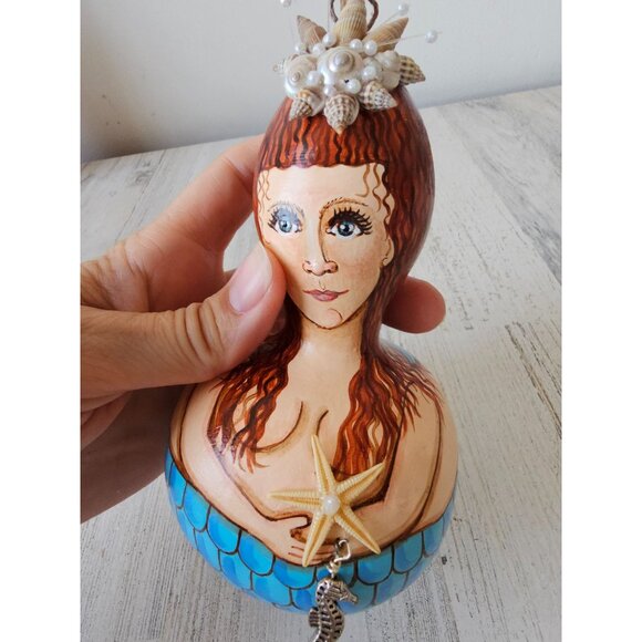 Vintage rowe small mermaid gourd starfish seahorse nautical shell unique ornamen - Picture 6 of 8